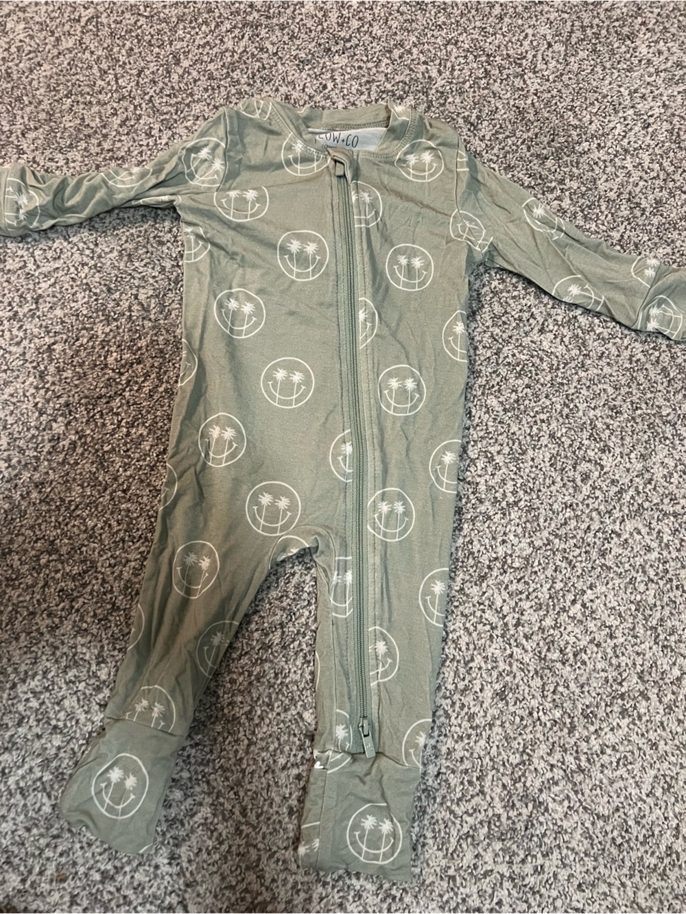 Willow Green Palm Tree Print Kids One-Piece